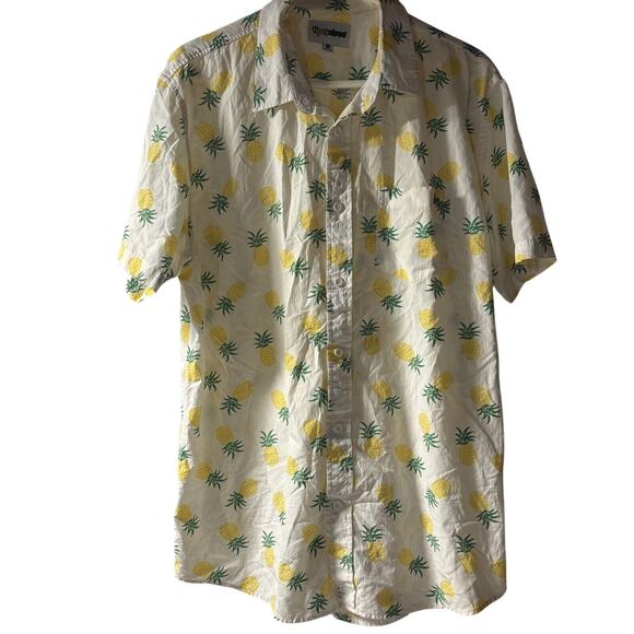 Tipsy Elves Casual Button Shirt Men's Size XL White Pineapple Print Hawaiian - Picture 1 of 4